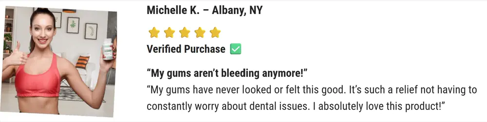 Testimonial from the seller's advertising, attributed to Michelle K., Albany, NY